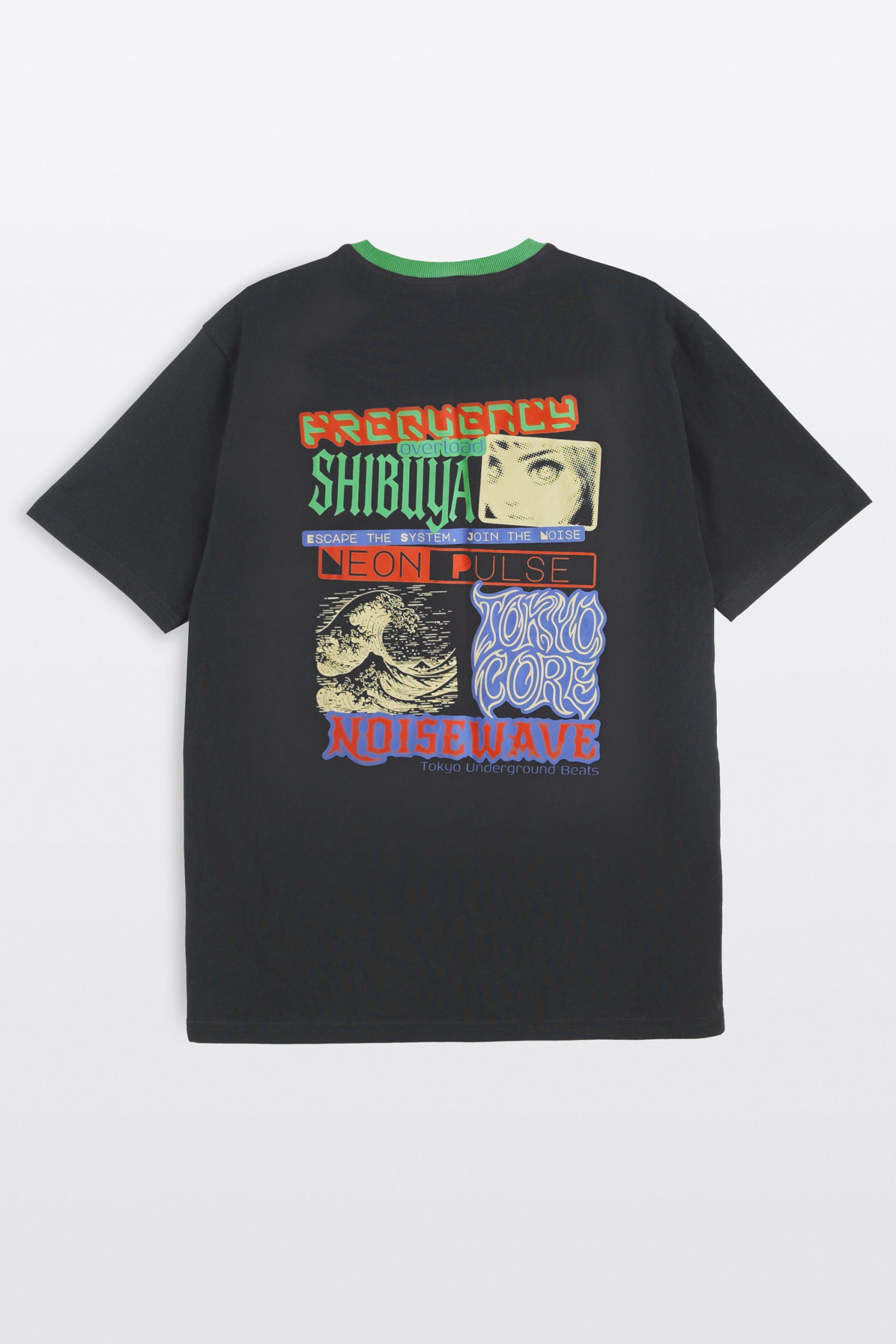Szary t-shirt LOOSE z autorską grafiką z tyłu