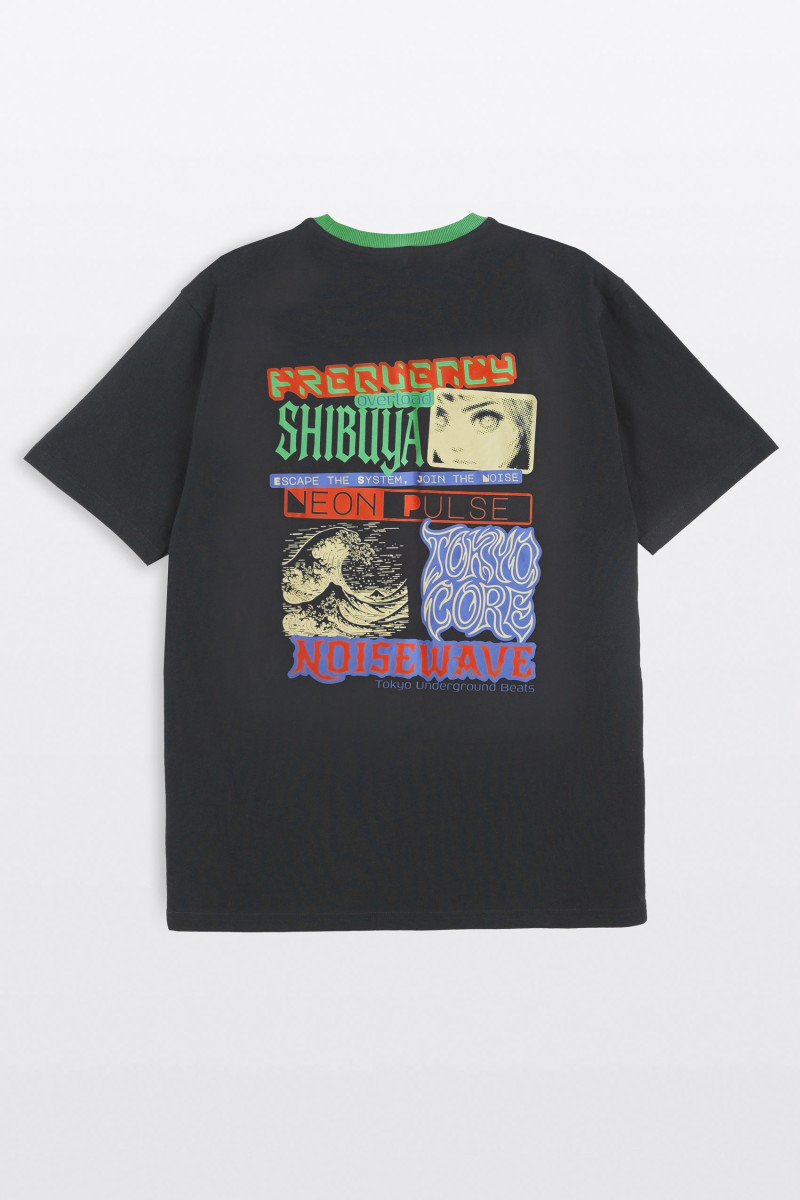 Szary t-shirt LOOSE z autorską grafiką z tyłu