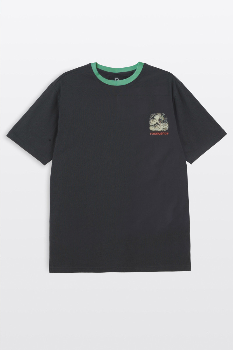 Szary t-shirt LOOSE z autorską grafiką z tyłu