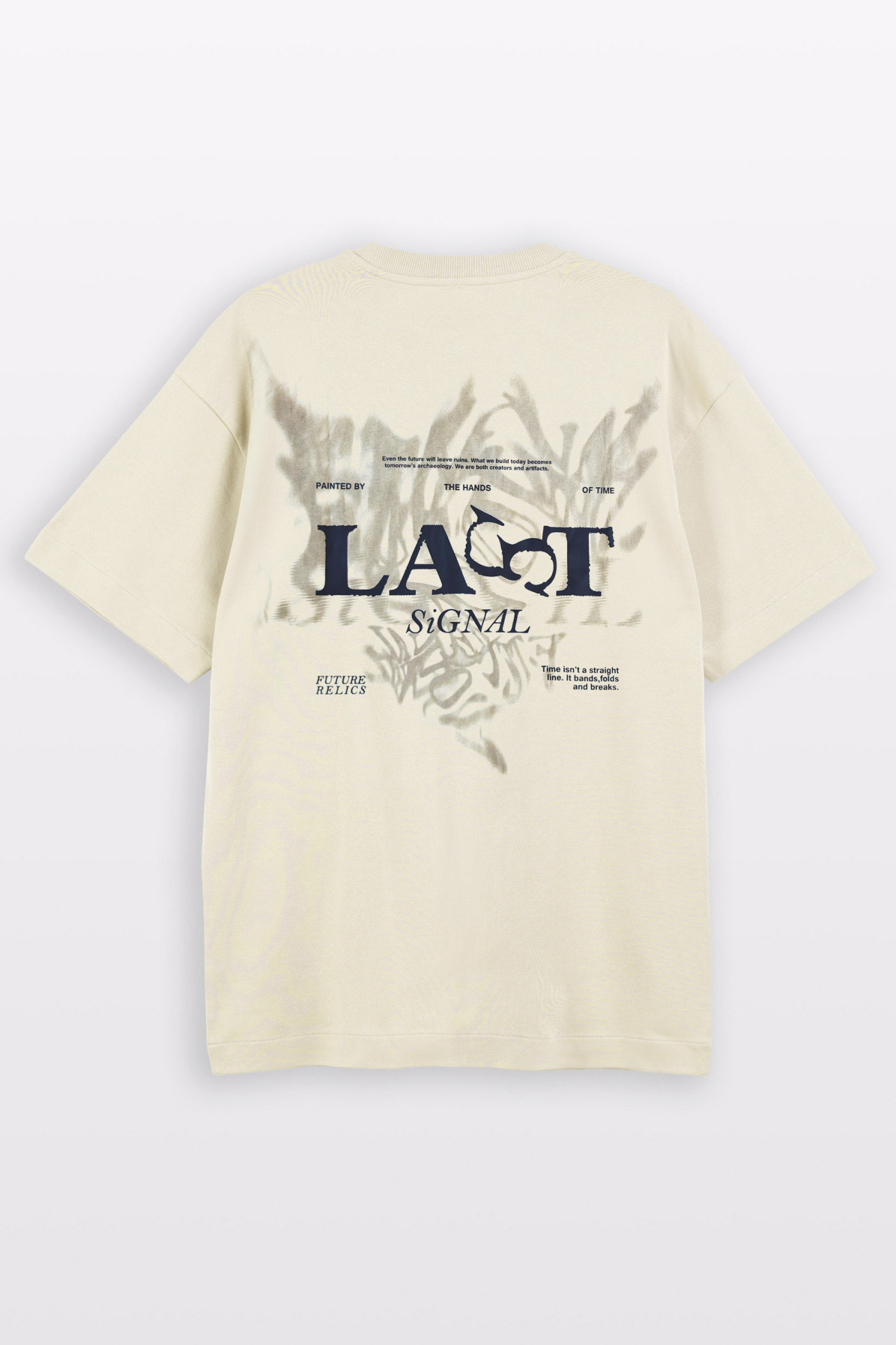 Kremowy t-shirt REGULAR z autorską grafiką z tyłu