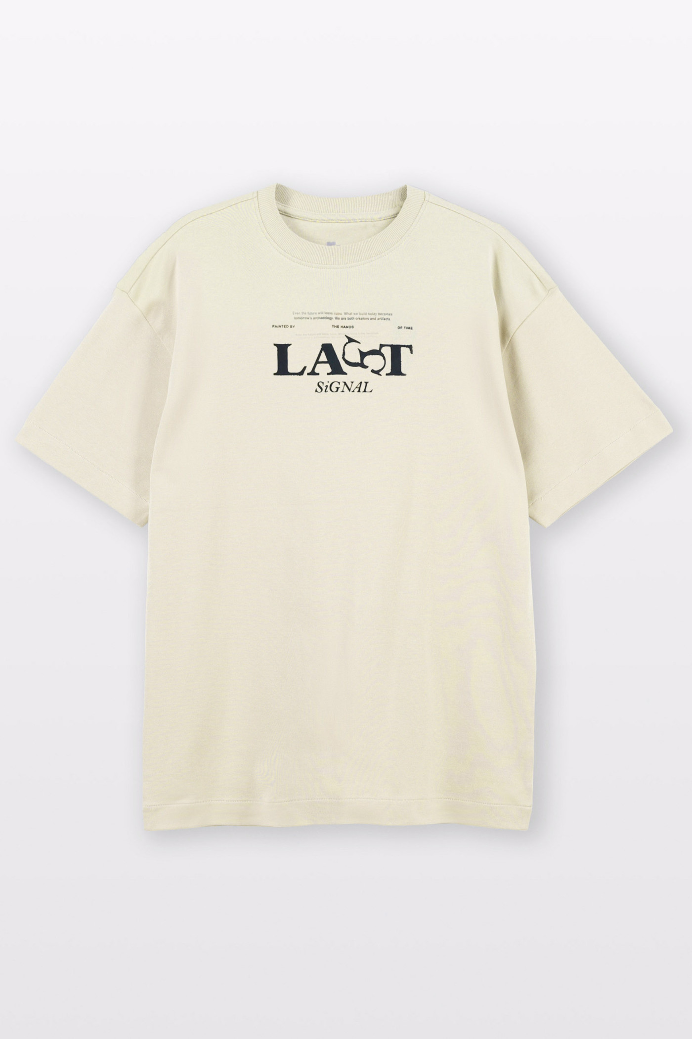 Kremowy t-shirt REGULAR z autorską grafiką z tyłu