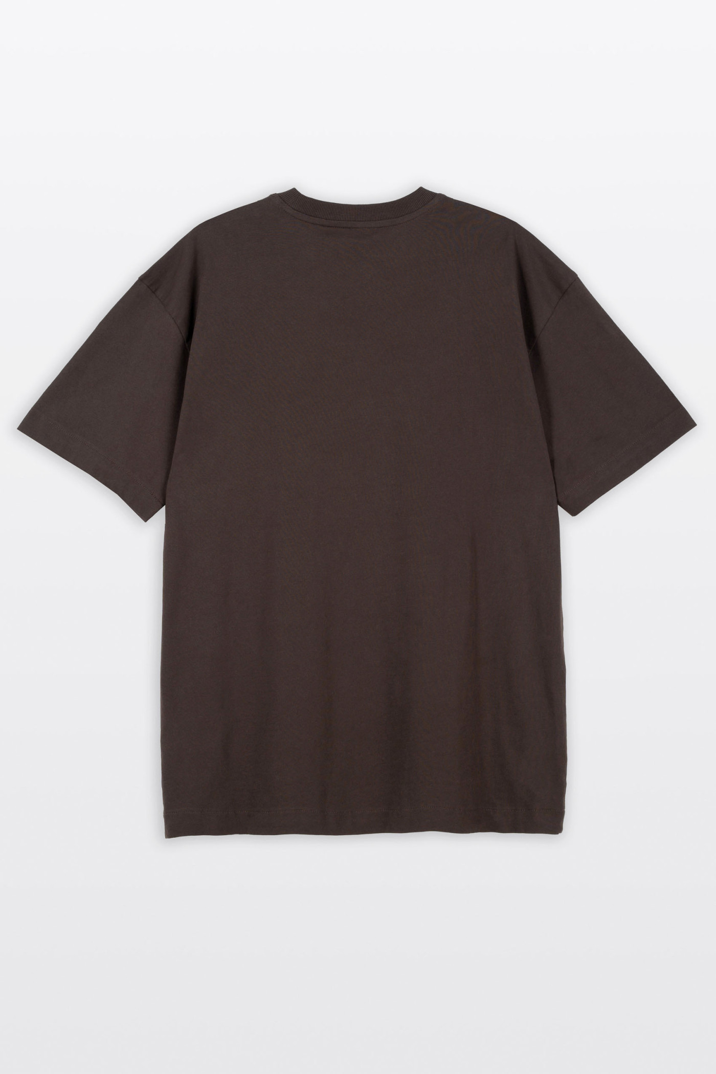 Brązowy t-shirt LOOSE z nadrukiem z przodu