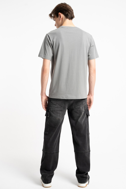 Czarne spodnie jeansowe JOGGER z efektem sprania