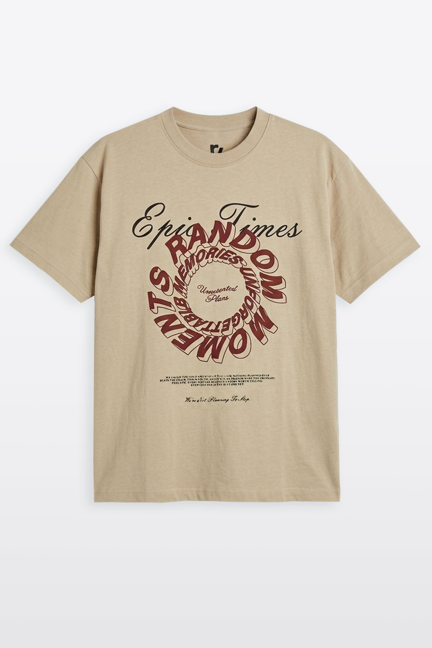 Beżowy t-shirt LOOSE z autorską grafiką