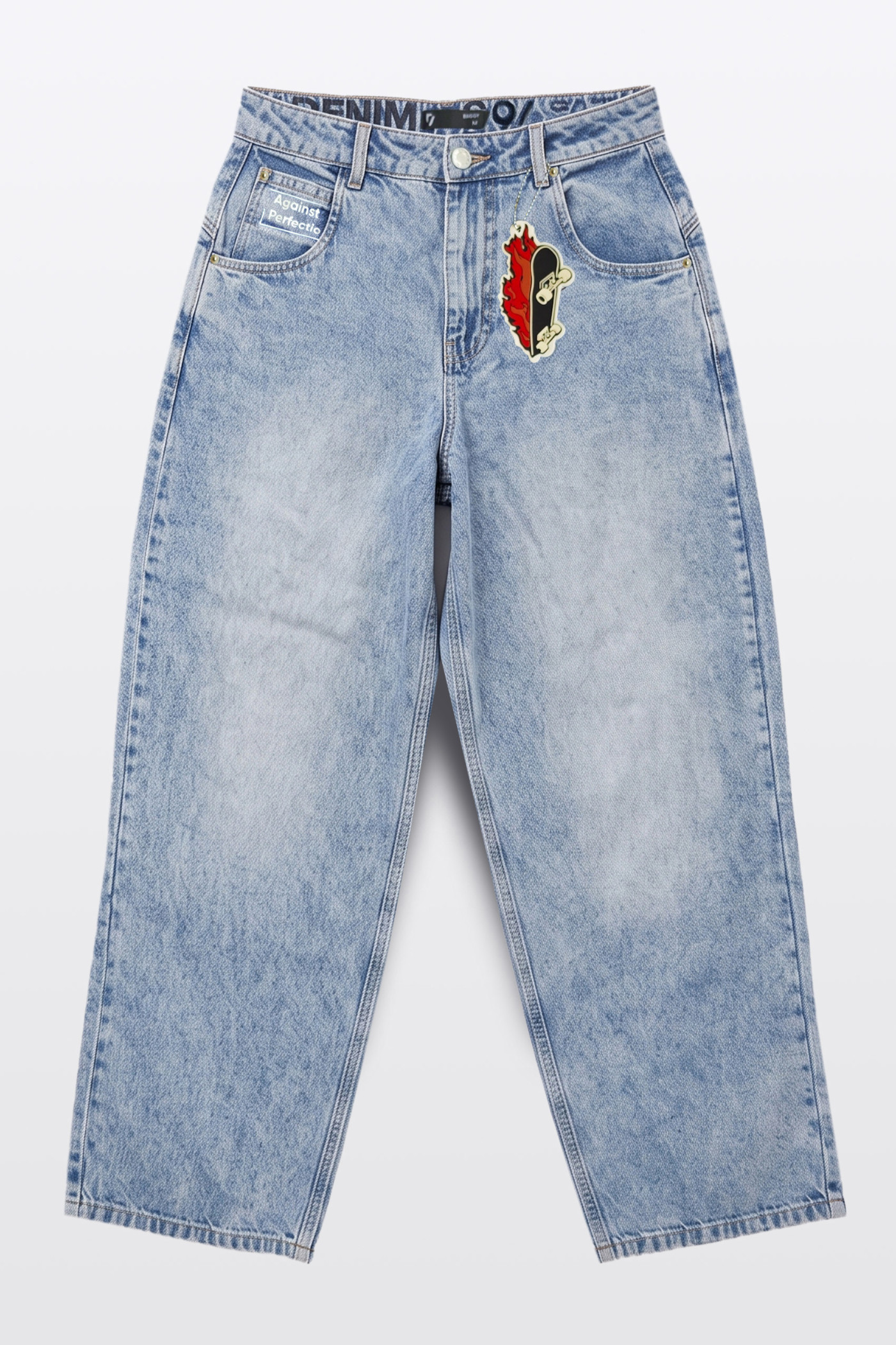 Jasnoniebieskie spodnie jeansowe BAGGY z efektem sprania