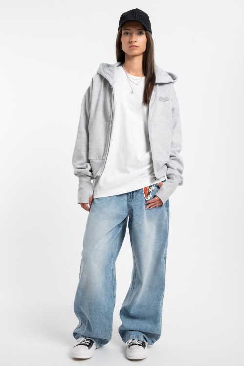 Jasnoniebieskie spodnie jeansowe BAGGY z efektem sprania