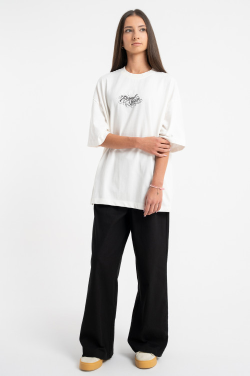 Biały t-shirt OVERSIZE z autorską grafiką z tyłu
