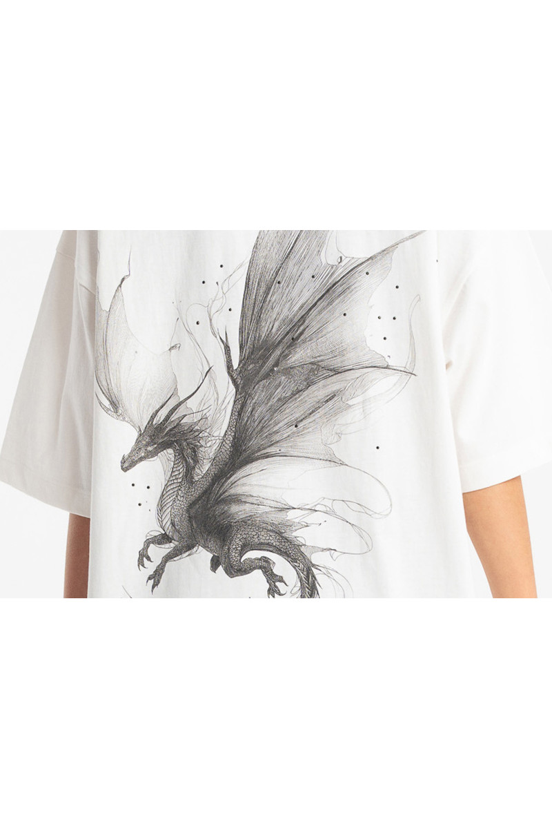 Biały t-shirt OVERSIZE z autorską grafiką z tyłu