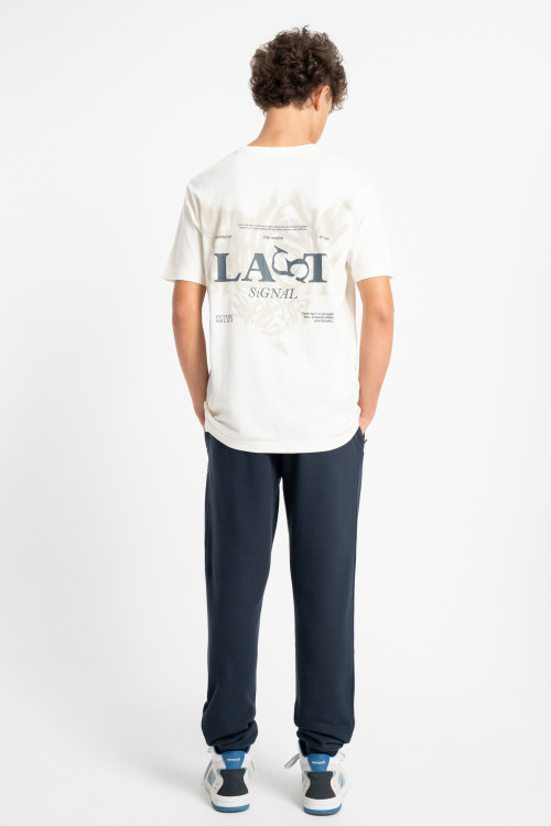 Kremowy t-shirt REGULAR z autorską grafiką z tyłu