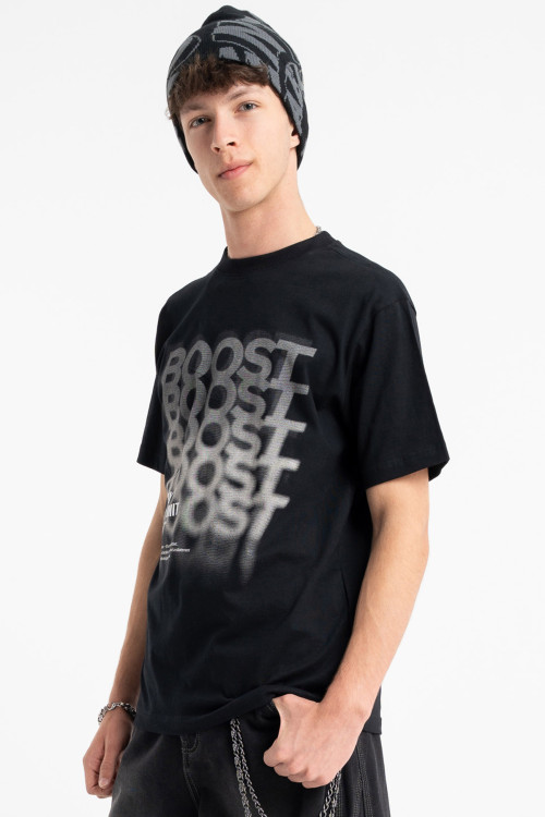 Czarny t-shirt REGULAR z autorską grafiką z przodu