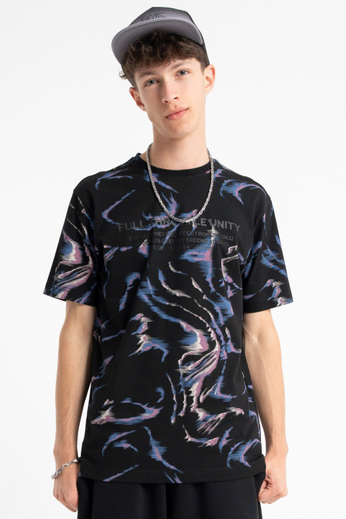 Kolorowy t-shirt REGULAR z nadrukiem na całości
