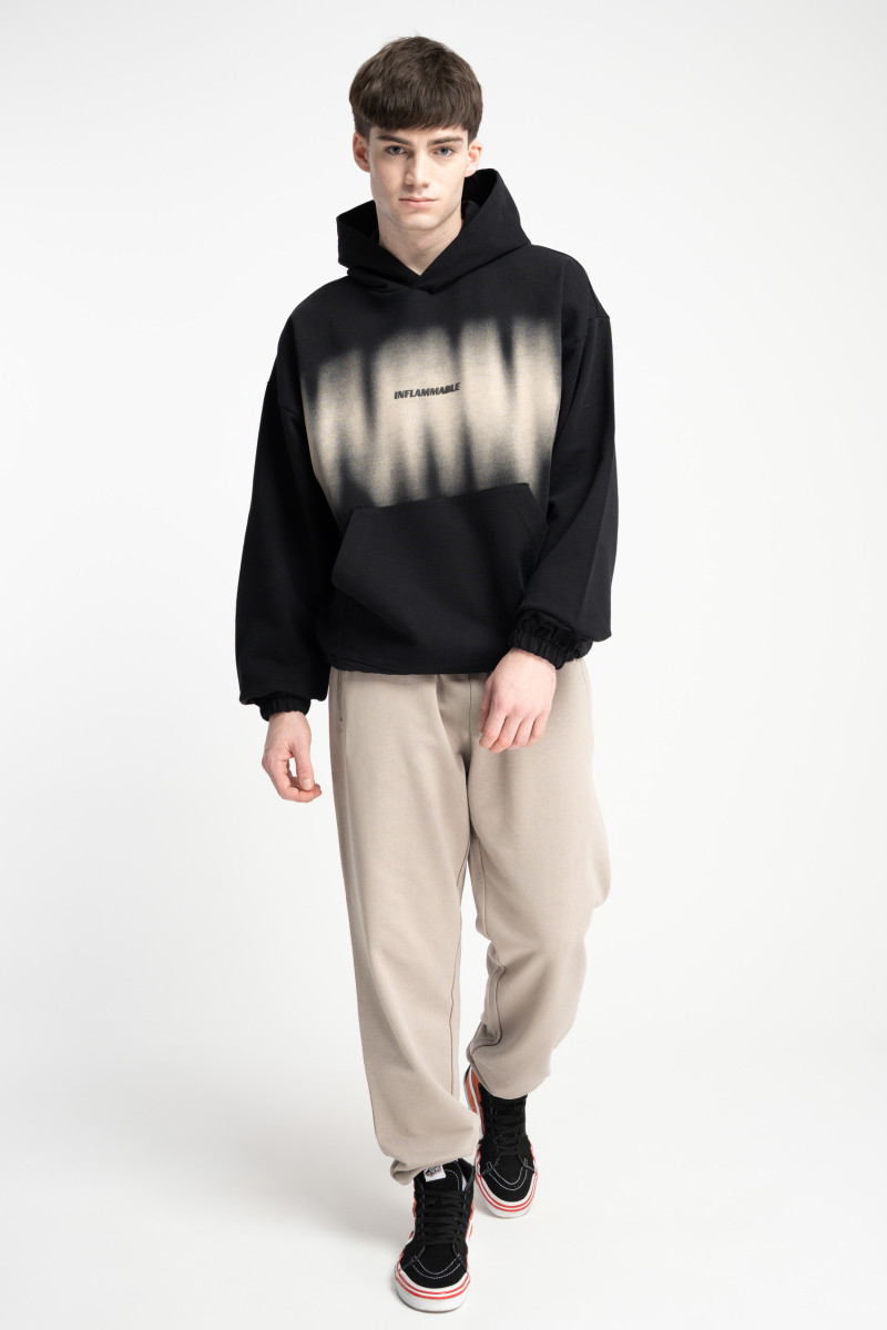 Beżowe spodnie dresowe OVERSIZE bez nadruków od Reporter