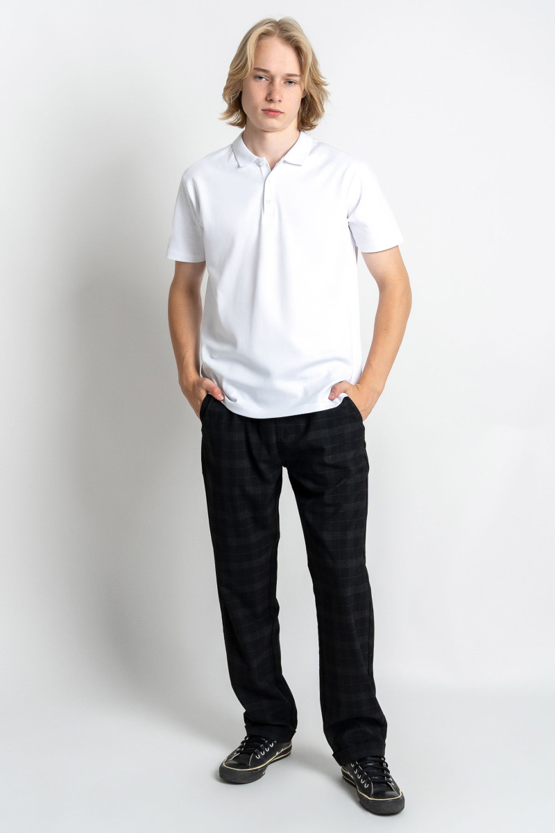 Czarne eleganckie spodnie REGULAR w kratę typu chinosy od Reporter