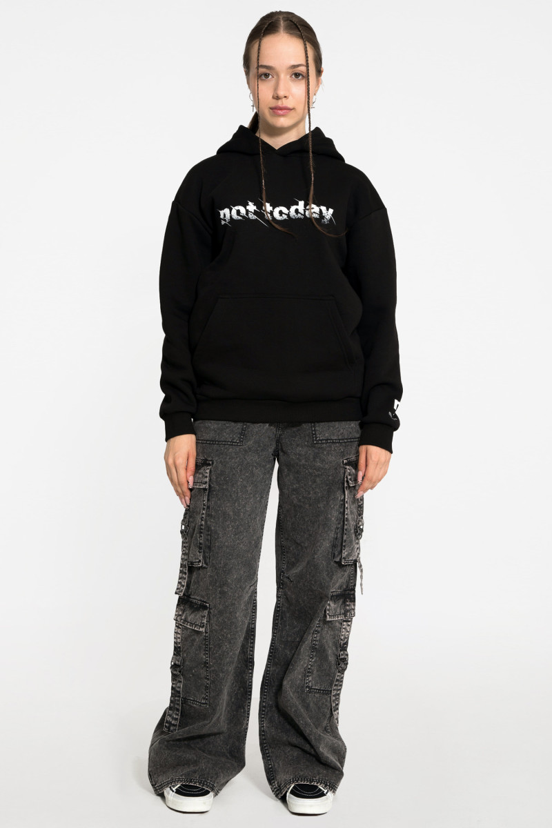 Czarna bluza UNISEX z kapturem NOT TODAY od Reporter