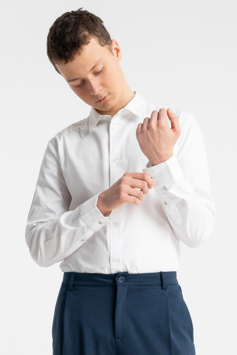 Biała koszula SLIM z długim rękawem od Reporter