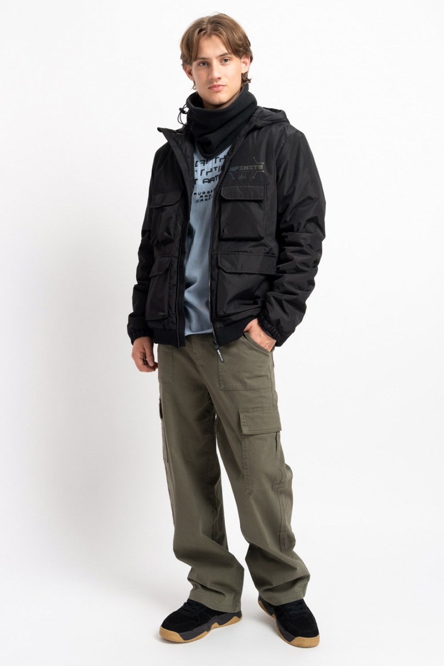 Zielone spodnie bawełniane REGULAR z przestrzennymi kieszeniami od Reporter