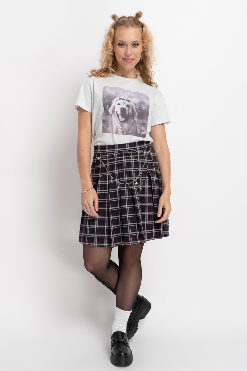 Plisowana spódnica MINI w biało-czarną kratę od Reporter