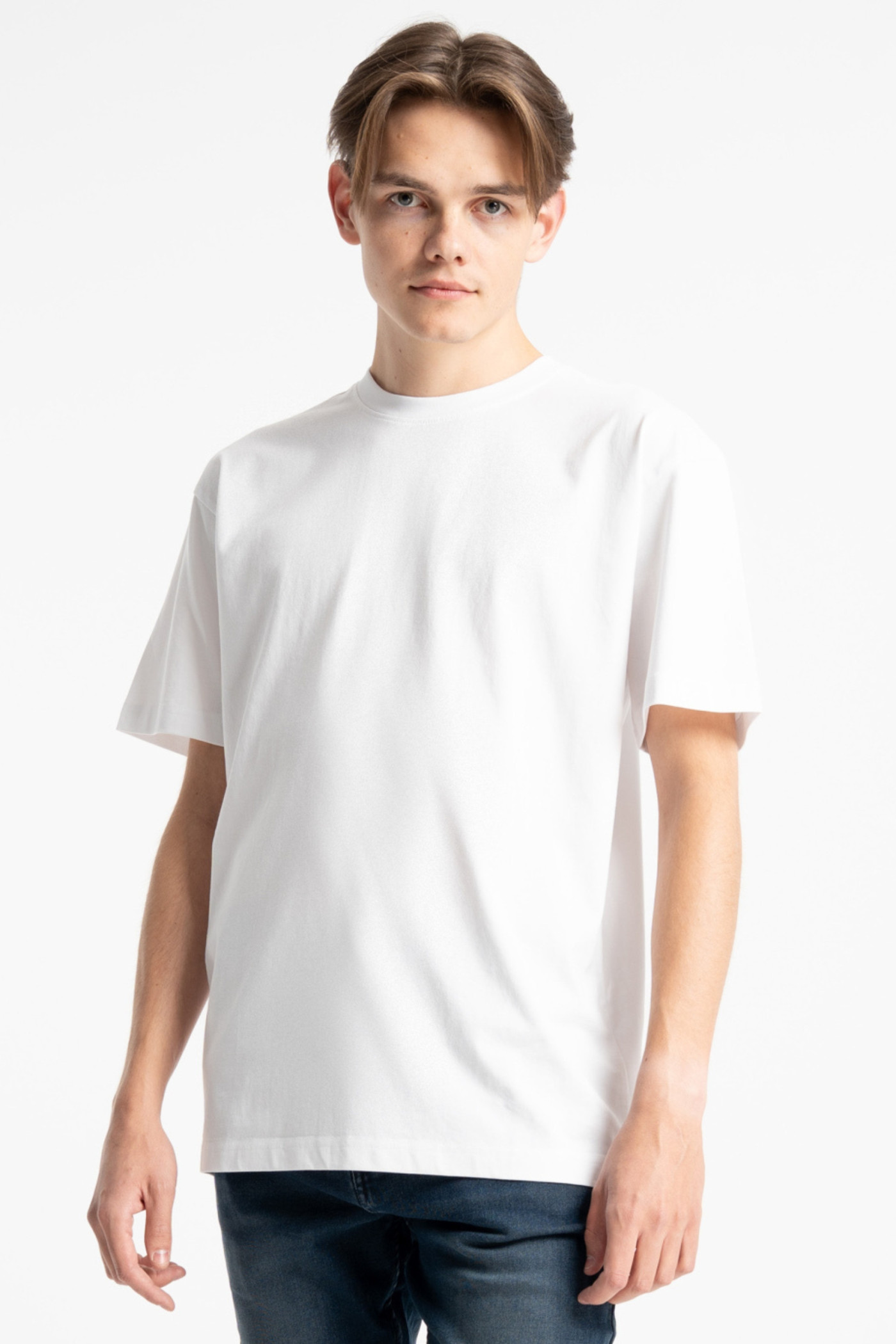 Biały T-shirt LOOSE gładki bez nadruków od Reporter